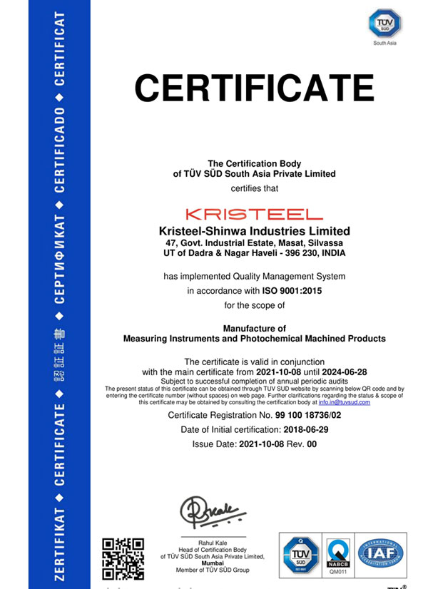 KRISTEEL ISO Certificate website copy